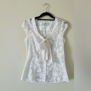 Express Design Studio White Blouse with Bow Detail Size S